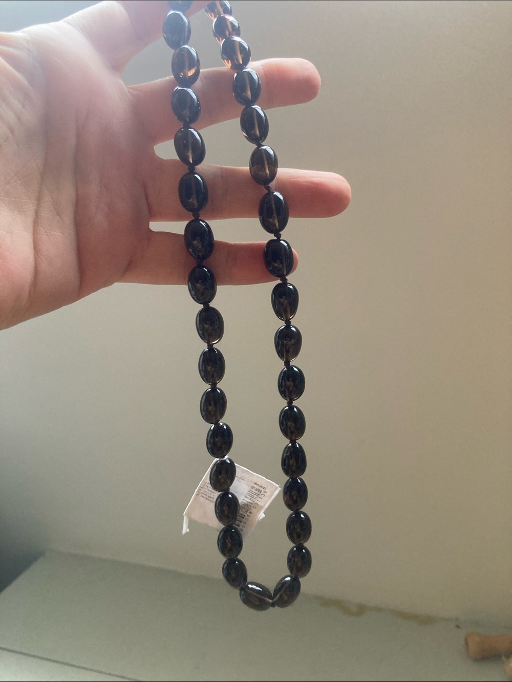 Polished Smokey Quartz Dark Brown Beaded Necklace